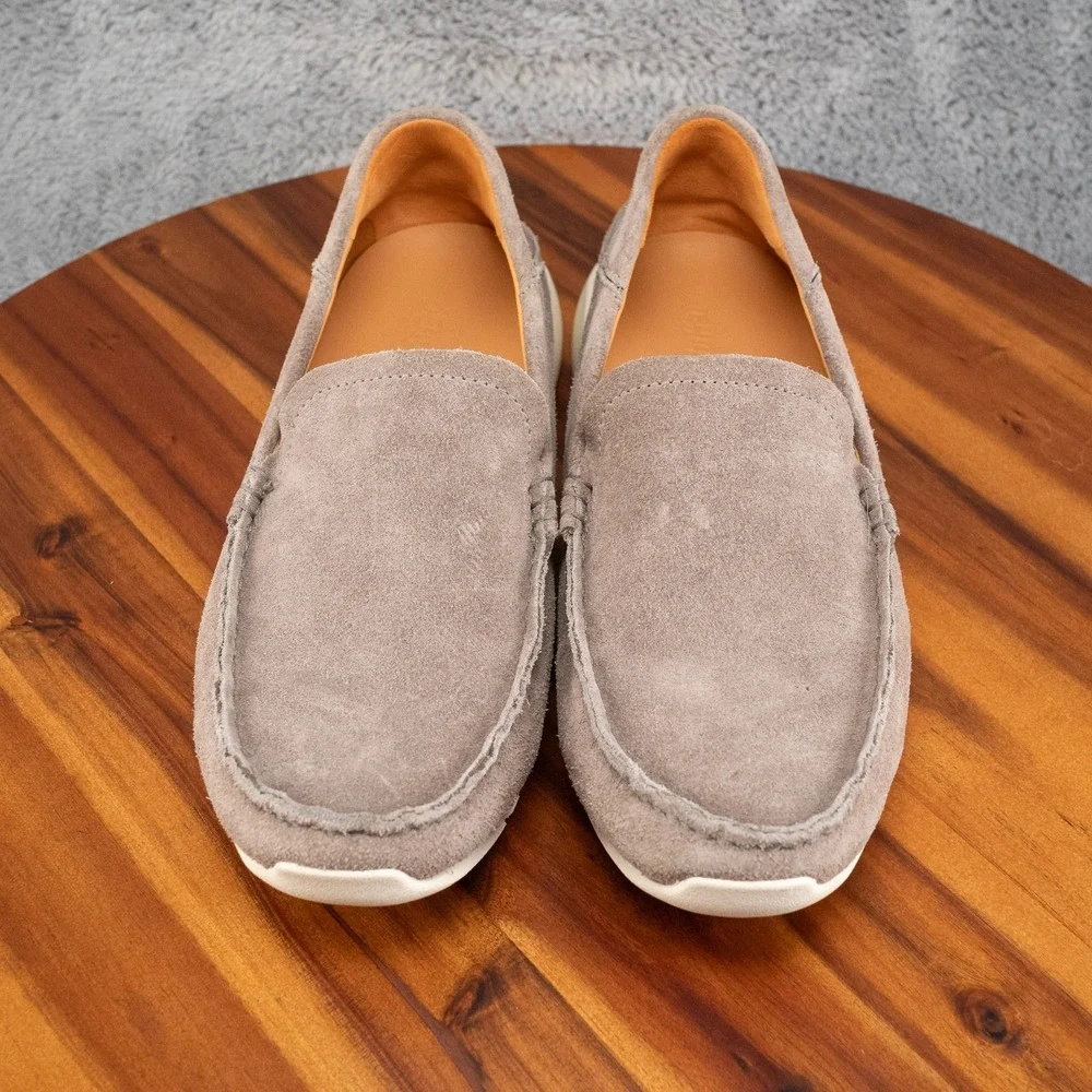 OluKai Ka'a Loafer Men Size10.5 Slip On Shoes in Grey Leather Suede $140